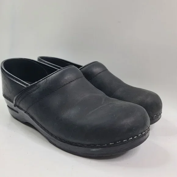 Dansko Women's Black Professional Leather Slip On Casual Clogs Size 10 - Picture 3 of 7
